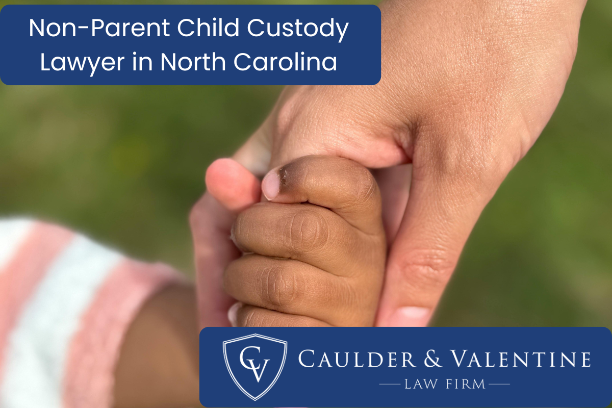 an adult hand holding the hand of a child - a concept of Non-Parent Child Custody Lawyer in North Carolina