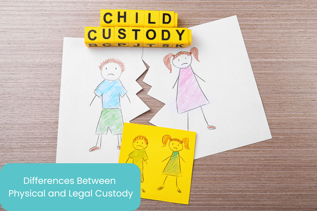 torn drawing on a table - a concept of child custody