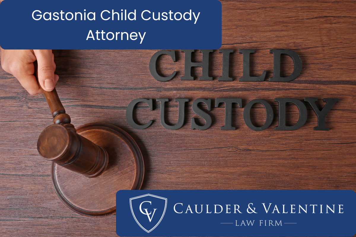 a gavel and "child custody" words on a table - a cocncept for child custody lawyers in Gastonia, NC