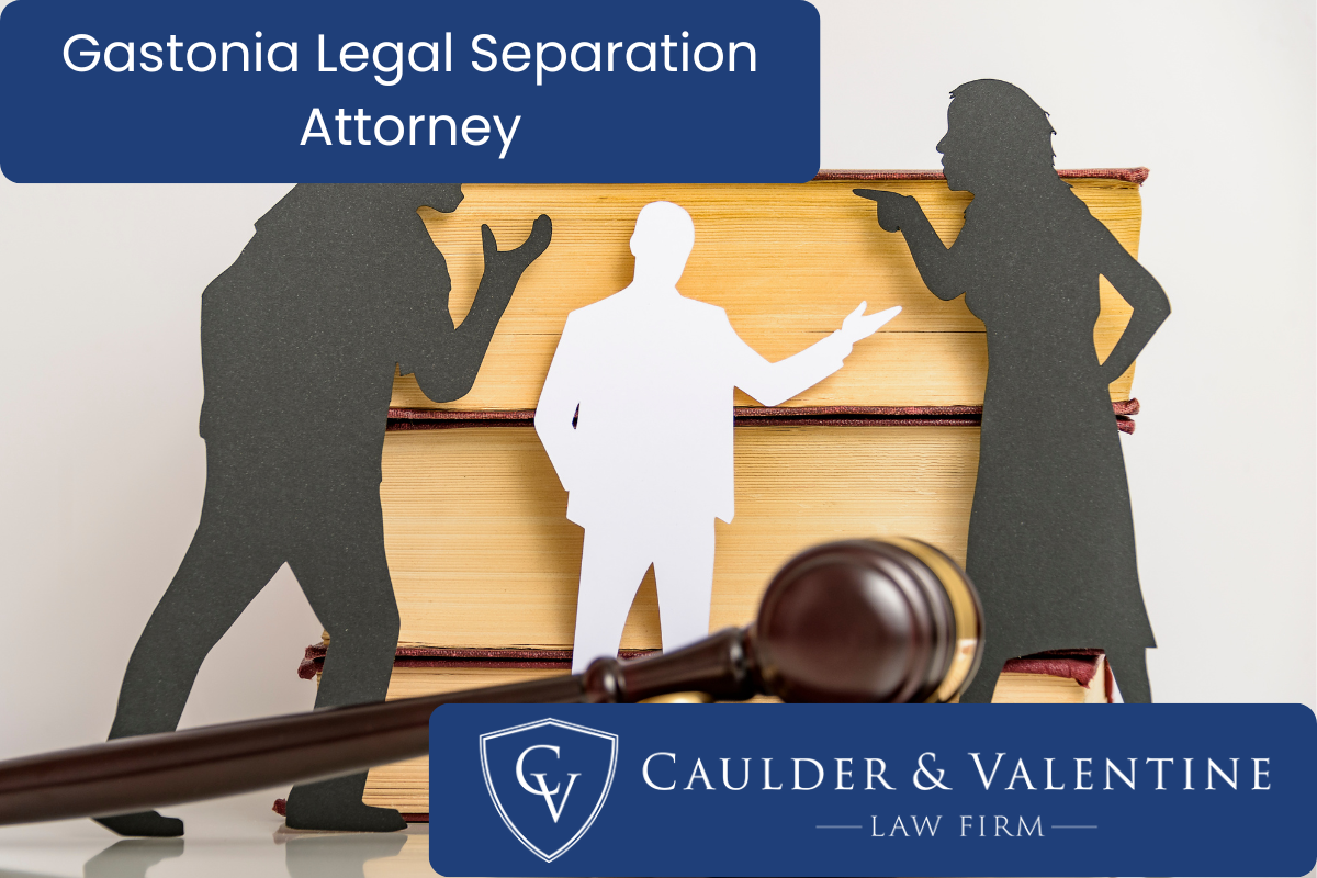 a legal separation lawyer, fighting couple, and gavel - a concept of legal sepration attorney in Gastonia, NC